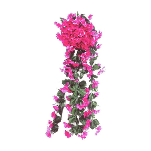 Mini Artificial Violet, Small Fake Silk Orchid Hanging Basket, Wisteria Floral Garland Decor, Mini Wall Flower for Home Garden Indoor Decor