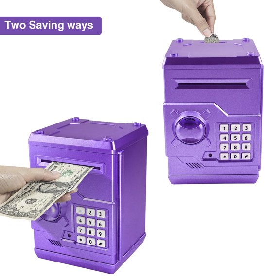 Mini Atm Piggy Machine Gift For Electronic Code Money Counter Safe Box Password Lock Case (purple)
