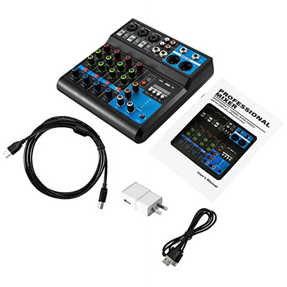 Mini Audio Mixer Sound Board Console System,5-Channel Digital USB Bluetooth MP3 Computer Input,48V Phantom Power Stereo DJ Studio Streaming (5 Channel Mixer)