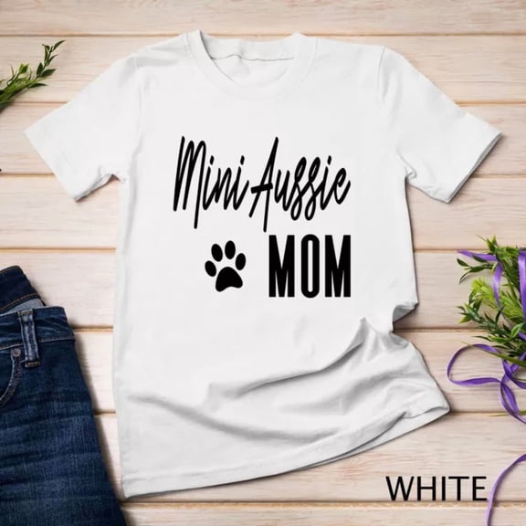 Mini Aussie Mom Black Paw Print Australian Shepherd Dog Gift Unisex T-Shirt