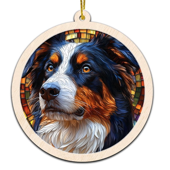 Mini Aussie Stained Glass Suncatcher Ornament  Holiday Ornament with Text for Loved Ones, Family & Friends, Christmas 2025 Decoration