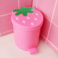 thumbnail image 1 of Mini Automatic Wastebasket, Small Strawberry Swing Lid Trash Can, Tiny Garbage Bin for Desk, Office, Kitchen, Bathroom Vanity, Bedroom Tabletop & Home Essentials, 1 of 7