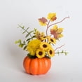 thumbnail image 1 of Mini Autumn Pumpkin with Artificial Flower Decorations,Small Fall Pumpkin Floral Table Centerpiece Ornament,Fall Centerpiece,Faux Autumn Pumpkin Table Centerpieces,Perfect for Mantel,Thanksgiving, 1 of 4