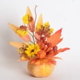 thumbnail image 1 of Mini Autumn Pumpkin with Artificial Flower Decorations,Small Fall Pumpkin Floral Table Centerpiece Ornament,Fall Centerpiece,Faux Autumn Pumpkin Table Centerpieces,Perfect for Mantel,Thanksgiving, 1 of 3