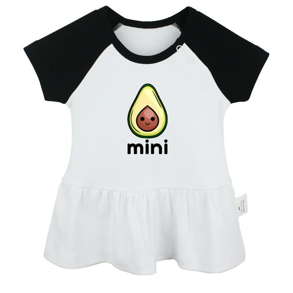 Mini Avocado Funny Dresses For Baby, Newborn Babies Skirts, Infant Princess Dress, 0-24M Kids Graphic Clothes (Black Raglan Dresses, 0-6 Months)
