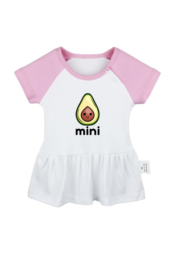 Mini Avocado Funny Dresses For Baby, Newborn Babies Skirts, Infant Princess Dress, 0-24M Kids Graphic Clothes (Pink Raglan Dresses, 0-6 Months)