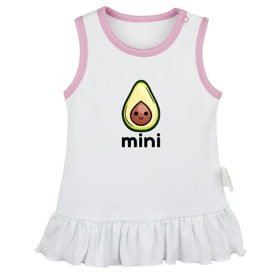 Mini Avocado Funny Dresses For Baby, Newborn Babies Skirts, Infant Princess Dress, 0-24M Kids Graphic Clothes (White Sleeveless Dresses, 0-6 Months)