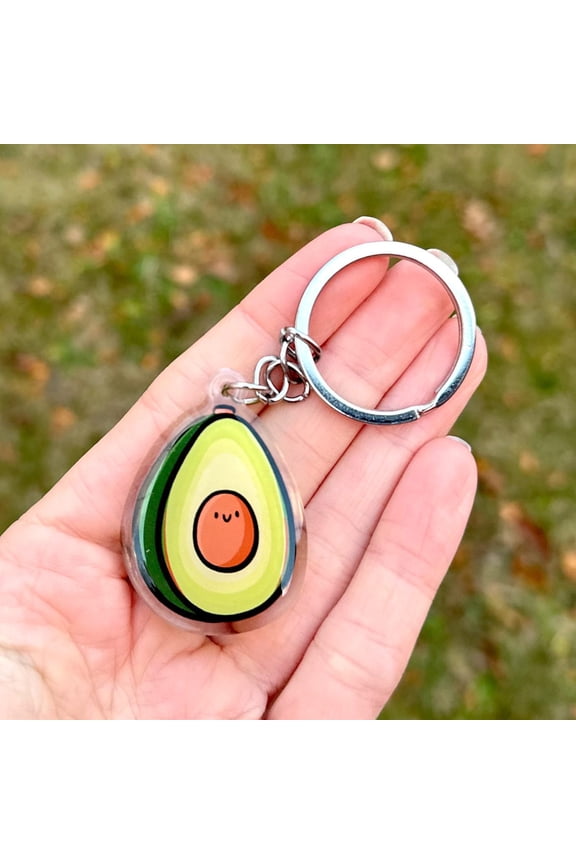 Mini Avocado Keychain | Acrylic Keychain |cute avocado keychain |healthy food keychain |cute food keychain | happy food art | vegan keychain