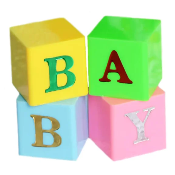 Mini"Baby" Block Set Party Favor Decor (4 Blocks Per Set) - 2 Sets