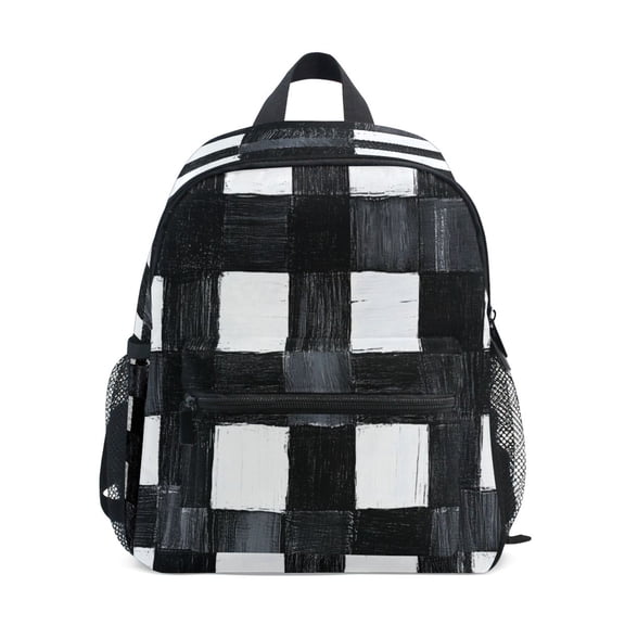 Mini Backpack Abstract Black and White Stripe - Durable with Safety Features for 3-8 Years