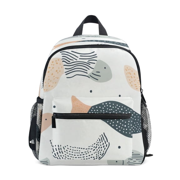 Mini Backpack Abstract Fish Design - Durable with Safety Features for 3-8 Years