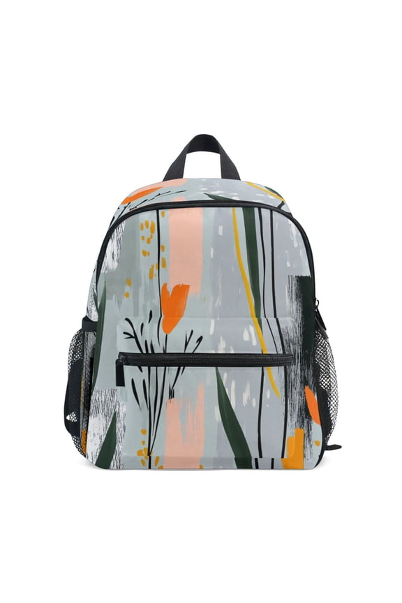 Mini Backpack Abstract Flowers Art Design - Durable with Safety Features for 3-8 Years