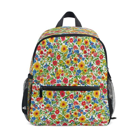Mini Backpack Art Floral Pattern - Durable with Safety Features for 3-8 Years