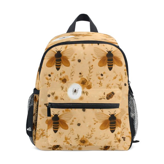 Mini Backpack Bee and Floral Pattern - Durable with Safety Features for 3-8 Years