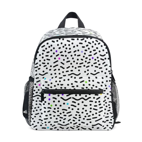 Mini Backpack Black and Colorful Dotted - Durable with Safety Features for 3-8 Years