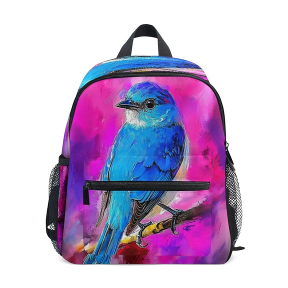 Mini Backpack Blue Bird on A Branch - Durable with Safety Features for 3-8 Years