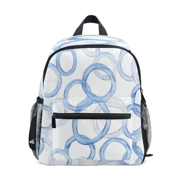 Mini Backpack Blue Circular Patterns - Durable with Safety Features for 3-8 Years