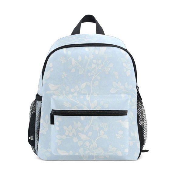 Mini Backpack Blue Floral and Birds Pattern - Durable with Safety Features for 3-8 Years