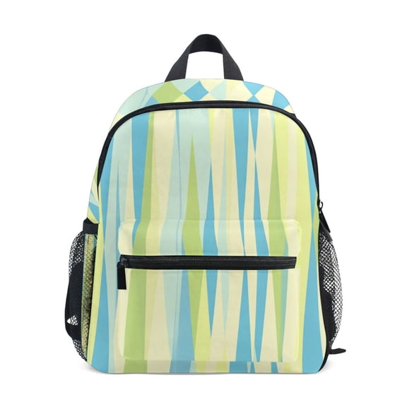 Mini Backpack Blue Green Yellow Stripes - Durable with Safety Features for 3-8 Years