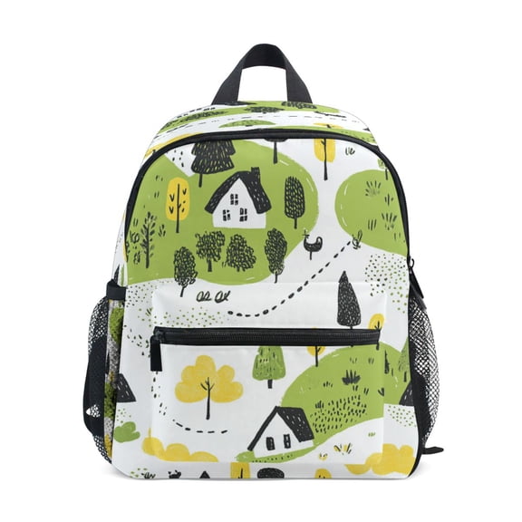 Mini Backpack Cartoon Landscape Pattern - Durable with Safety Features for 3-8 Years