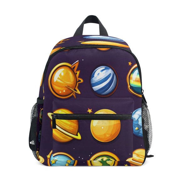 Mini Backpack Cartoon Planets Pattern - Durable with Safety Features for 3-8 Years
