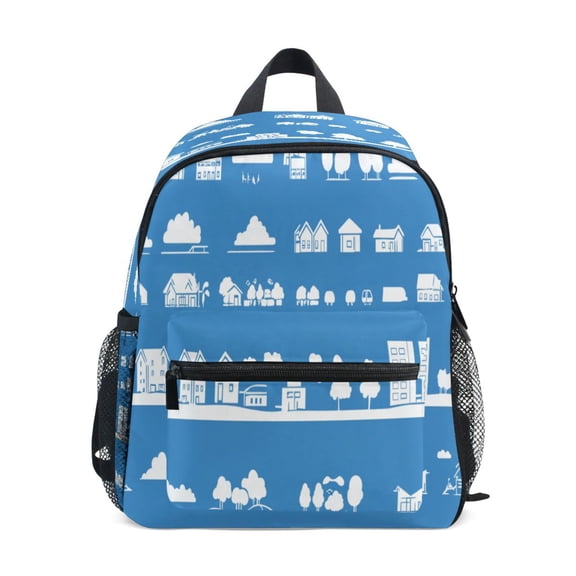Mini Backpack Cityscape Icons Pattern - Durable with Safety Features for 3-8 Years