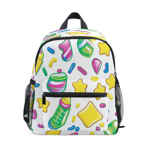 Mini Backpack Colorful Candy Pattern Illustration - Durable with Safety Features for 3-8 Years