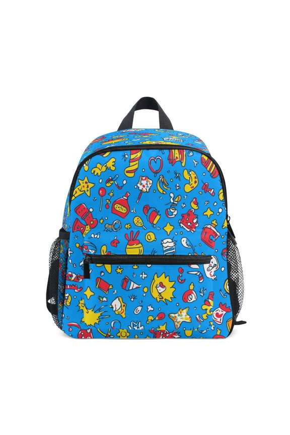 Mini Backpack Colorful Cartoon Doodles Pattern - Durable with Safety Features for 3-8 Years