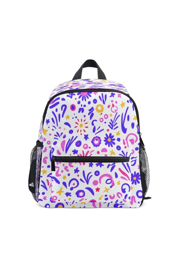 Mini Backpack Colorful Doodle Pattern - Durable with Safety Features for 3-8 Years