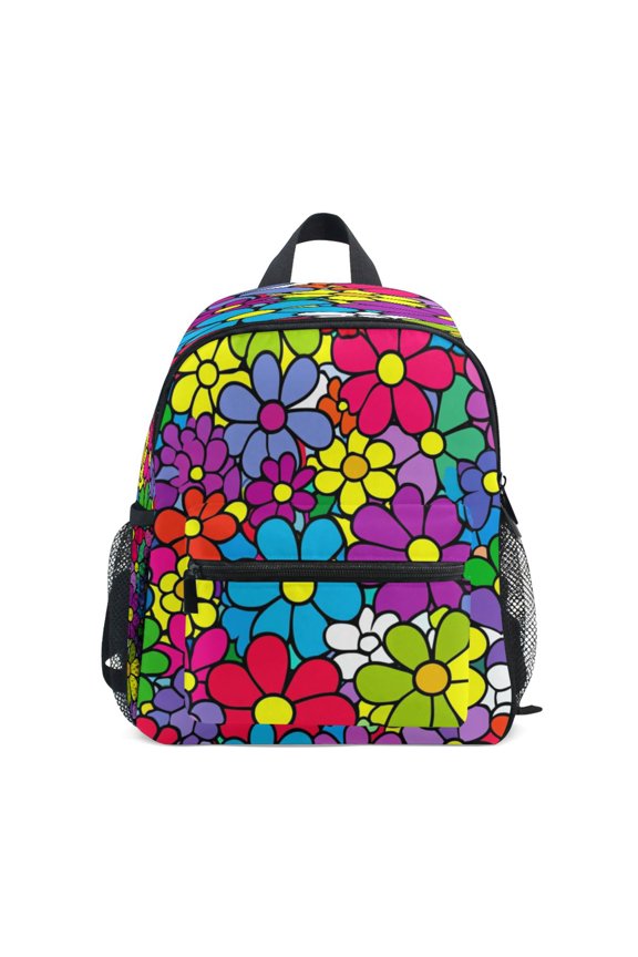 Mini Backpack Colorful Floral Explosion - Durable with Safety Features for 3-8 Years