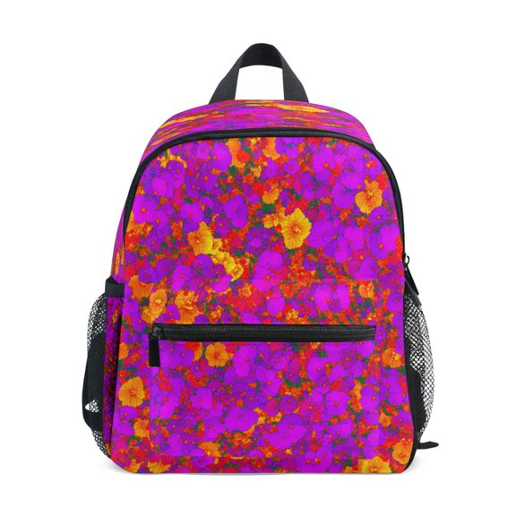 Mini Backpack Colorful Flower Pattern - Durable with Safety Features for 3-8 Years