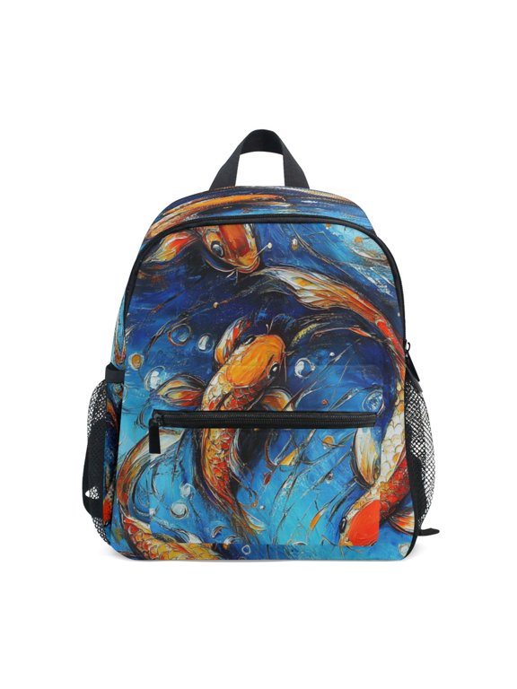 Mini Backpack Colorful Koi Fish in Water - Durable with Safety Features for 3-8 Years
