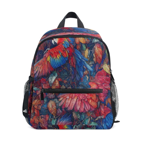 Mini Backpack Colorful Macaws in Foliage - Durable with Safety Features for 3-8 Years