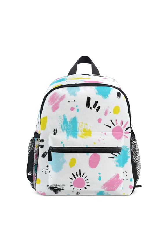 Mini Backpack Colorful Paint Splatters - Durable with Safety Features for 3-8 Years