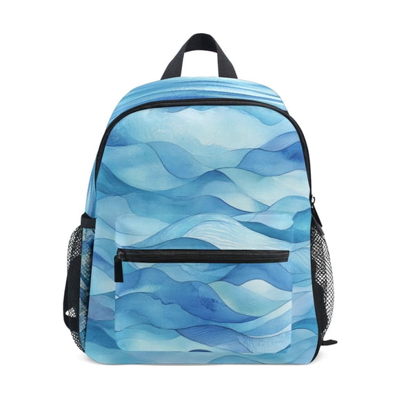 Mini Backpack Cool Toned Waves Pattern - Durable with Safety Features for 3-8 Years