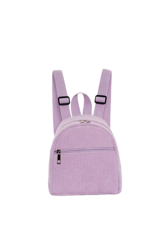 Mini Backpack, Corduroy Light Purple Small Backpack, 1pc Casual Daily Travel Backpack, Fashion Shoulder Bag For School Commute