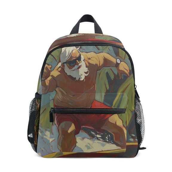 Mini Backpack Creative Surfing Santa Claus - Durable with Safety Features for 3-8 Years