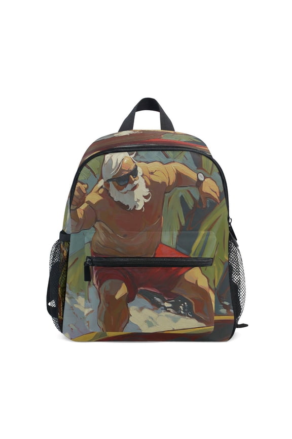 Mini Backpack Creative Surfing Santa Claus - Durable with Safety Features for 3-8 Years