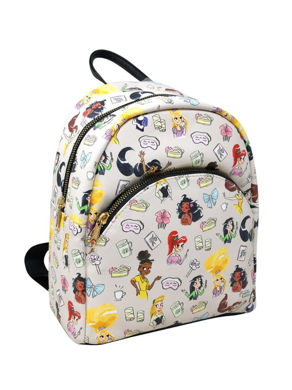Mini Backpack Deluxe - Disney - Princess - All-over Print White