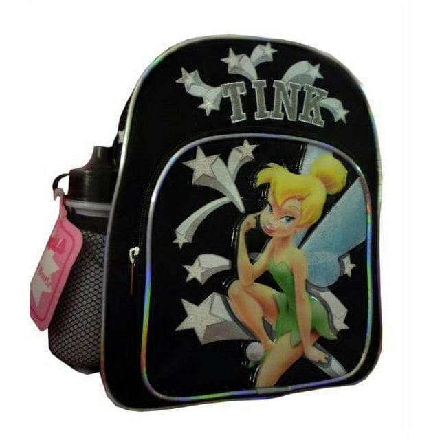 Mini Backpack - Disney - Tinkerbell - w/ Water Bottle Black New 35344