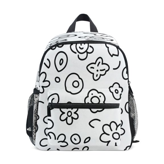 Mini Backpack Doodle Flowers and Leaves - Durable with Safety Features for 3-8 Years