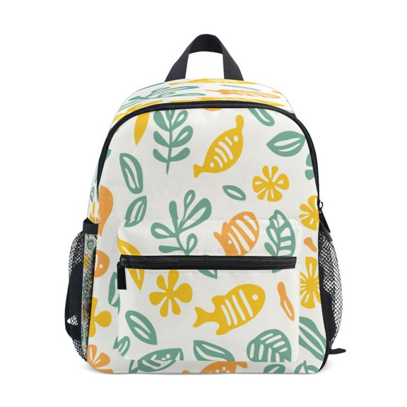 Mini Backpack Fish Leaves Pattern - Durable with Safety Features for 3-8 Years