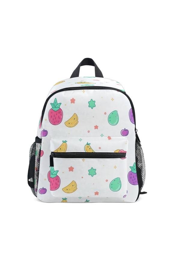 Mini Backpack Flat Design Fruits Pattern - Durable with Safety Features for 3-8 Years