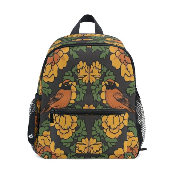 Mini Backpack Floral Pattern with Birds - Durable with Safety Features for 3-8 Years