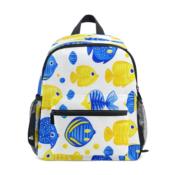 Mini Backpack Gold and Blue Fish Design - Durable with Safety Features for 3-8 Years