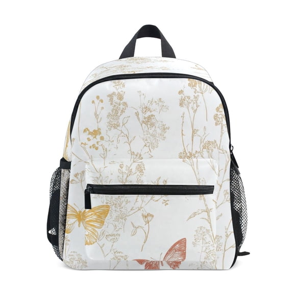 Mini Backpack Golden Butterflies and Flora - Durable with Safety Features for 3-8 Years