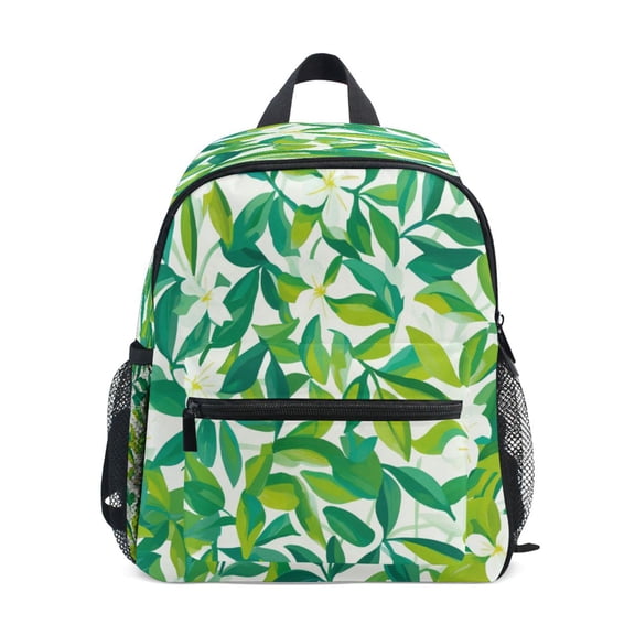 Mini Backpack Green Leafy and Flowers - Durable with Safety Features for 3-8 Years