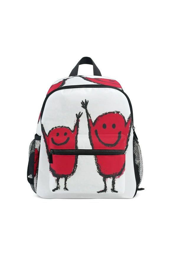 Mini Backpack Happy Red Characters - Durable with Safety Features for 3-8 Years