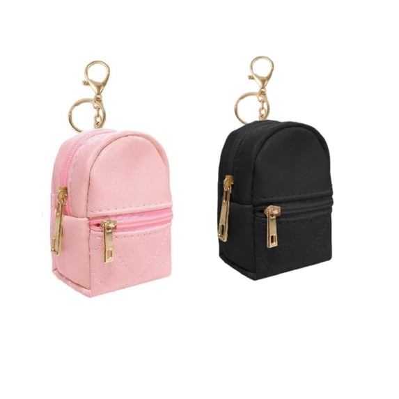 Mini Backpack Keychain, Cute PU Leather Coin Purse Pouch with Zipper, Tiny Keychain Bag for Women Girls, Small Card Holder Organizer for Lipstick Keys Coins, Backpack Charm Accessory Gift