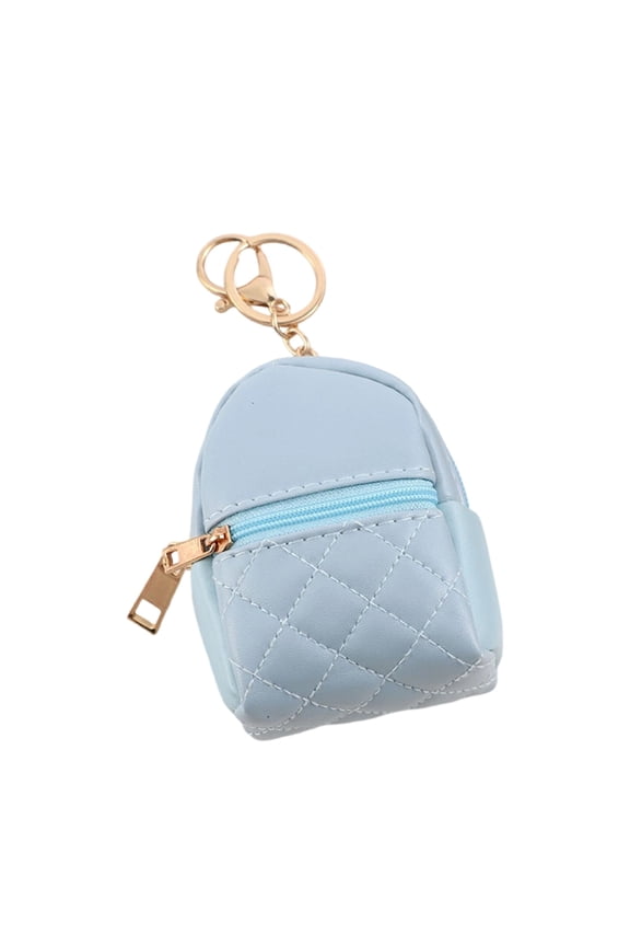 Mini Backpack Keychain Pouch, Stylish PU Leather Coin Purse, Compact Key Chain Wallet For AirPods, Coins & Small Accessories(Blue)